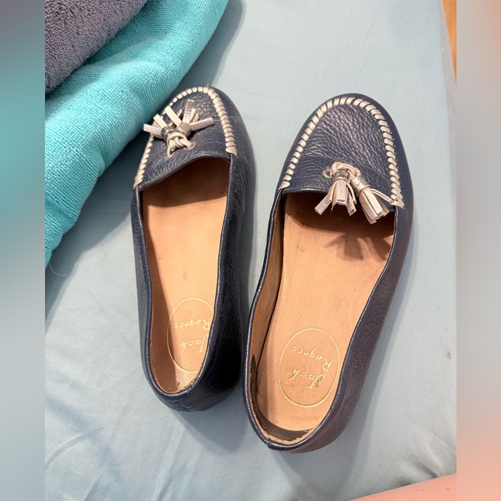 Jack Rogers Dark Blue Moccasins with Tassels